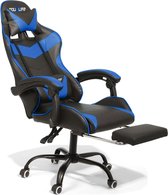 Douxlife GC-RC02 Gamingstoelen - ergonomisch bureaustoel met voetsteun - met hoofdsteun en lendenkussen - 150° kantelhoek -in hoogte verstelbaar - tot 150 kg draagvermogen- zwart-b