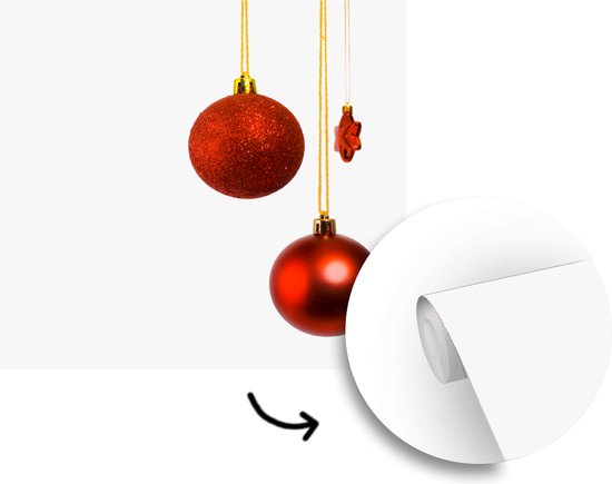 Papier peint Papier peint photo en vinyle - Une paire de boules de Noël rouges avec une étoile de Noël rouge largeur 300 cm x hauteur 300 cm - Tirage photo sur papier peint (disponible en 7 tailles)