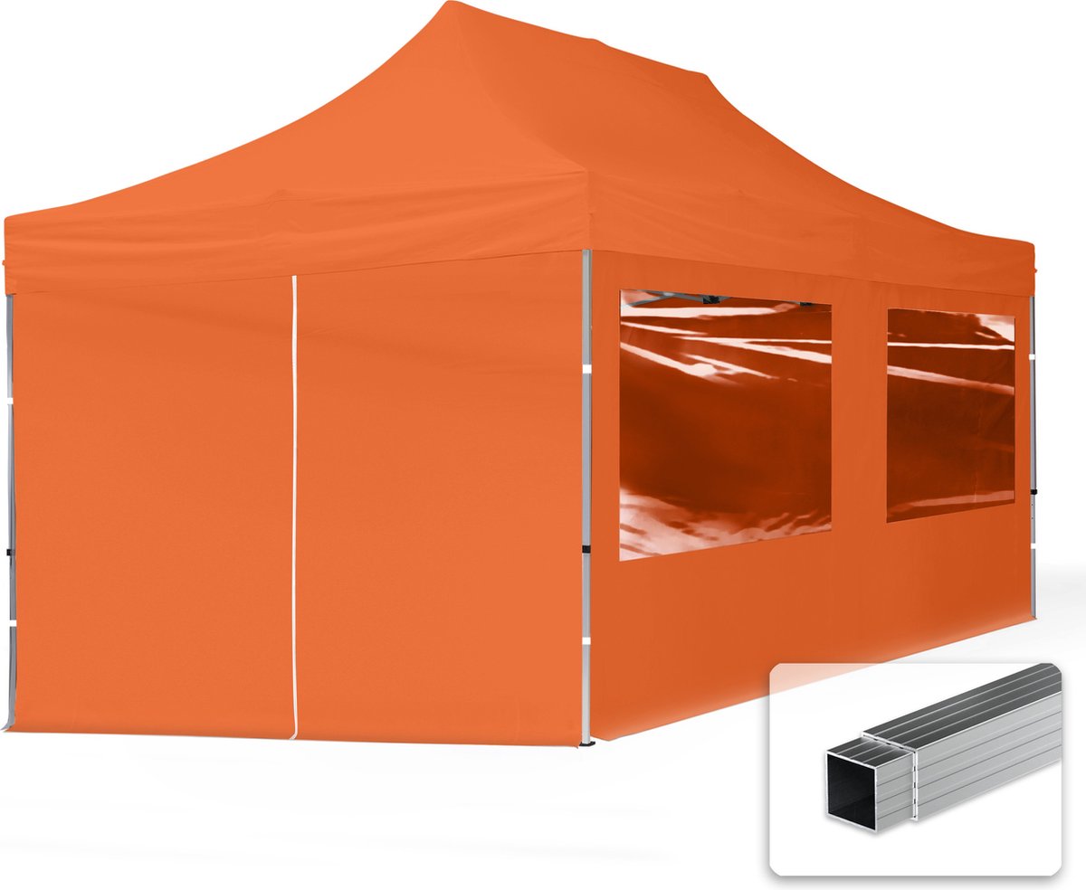 3x6 m Easy Up partytent Vouwpaviljoen, ECONOMY alu 32mm met zijwanden (panorama), oranje