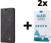 CaseMe Bookcase Pasjeshouder Hoesje Samsung S20 Ultra Zwart - 2x Gratis Screen Protector - Telefoonhoesje - Smartphonehoesje