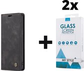 CaseMe Bookcase Pasjeshouder Hoesje Samsung S21 Zwart - 2x Gratis Screen Protector - Telefoonhoesje - Smartphonehoesje