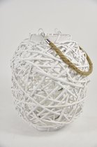 Oneiro’s Luxe lantaarn SNOW Wit – ø 33cm – metaal - kaarsenhouder – waxinelicht houder - windlicht - decoratie - naturel – tuindecoratie – relief