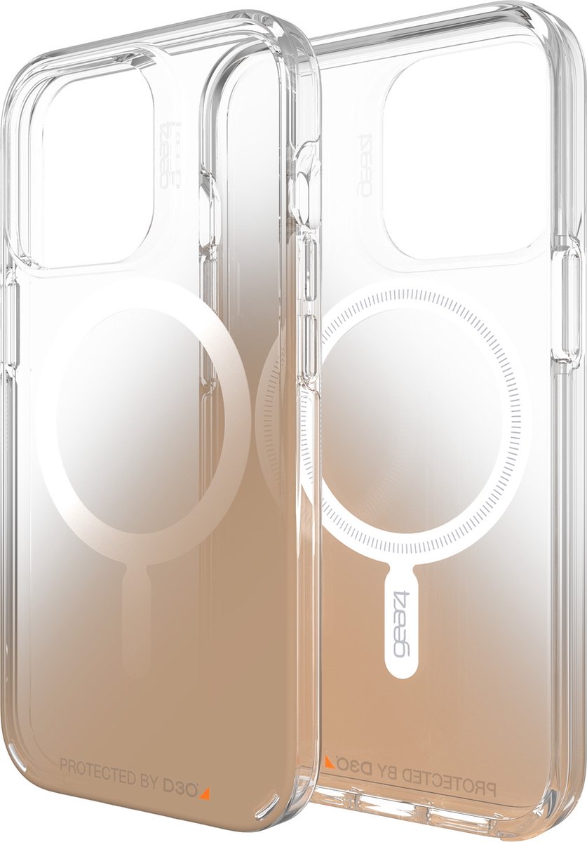 Gear4 Milan Snap Gradient iPhone 13 Pro Max Hoesje MagSafe - Stevige bescherming - Backcover case - MagSafe Magneet - Trendy Clear Case cover - Apple iPhone 13 Pro Max 6.7 inch hoes - Zwart | Roze