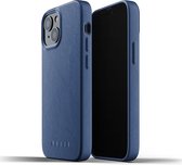 Mujjo - Full Leather Case iPhone 13 Mini Hoesje | Blauw