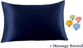 Moerbei Zijden Kussensloop- 22 Momme- 51x91cm- Marine Blauw- King Size- Navy Blue- 6A Mulberry Silk Pillowcase- Sorelle Forti