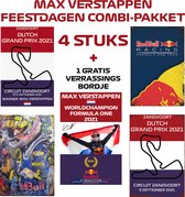 Wereldkampioen Max Verstappen - Feestdagen combi-pakket 4 + 1 GRATIS metalen poster/wandbord-  20-30 cm - formule 1 - Max Verstappen - Red Bull Racing - F1 - RedBull - F1 2021