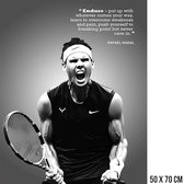 Allernieuwste Canvas Schilderij Tennis Speler Rafael Nadal - Rafa De Gravelkoning - Sport Tennis Kampioen - Zwartwit - 50 x 70 cm