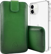 Pulledro - iPhone 13 - Insert en cuir et coque arrière - Vert foncé