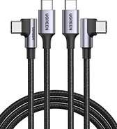 UGREEN USB C naar USB C Oplaadkabel 60W 2 Pack (1M + 2M) Power Delivery Kabel USB C naar USB C Hoek 3A / 20V 2 Stuks Compatibel met Galaxy Note20 S21 S20 A52 Mi 11, XPS 13, MacBook Air etc  B