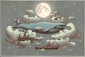 JUNIQE - Poster met kunststof lijst Ocean meets sky -13x18 /Blauw &