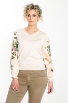 Cassis Dames Trui met bloemenprint op de mouwen - Trui - Maat 40