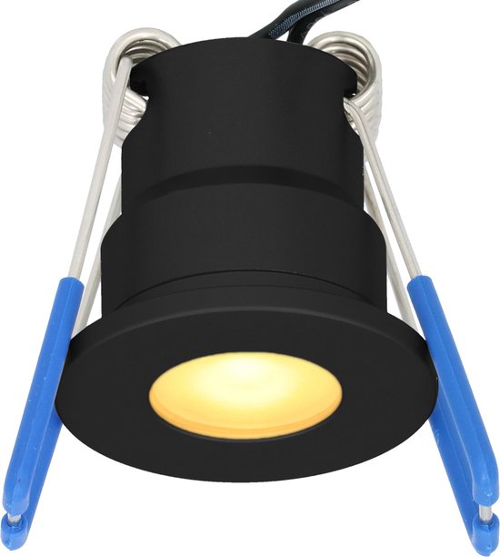 HOFTRONIC Milano mini LED inbouwspot - 12 Volt 3 Watt 200 lumen - 2700K warm wit - Dimbaar - Plat 34mm - IP65 waterdicht - Zwart - Veranda spots