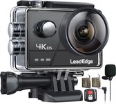 LeadEdge A20 Action Cam 4K/30FPS 1080P/60FPS 20MP onderwatercamera externe microfoon WiFi anti-shake beeldstabilisator helmcamera 40M 2,0 IPS 160° groothoek afstandsbediening 2 bat