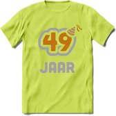 49 Jaar Feest T-Shirt | Goud - Zilver | Grappig Verjaardag Cadeau Shirt | Dames - Heren - Unisex | Tshirt Kleding Kado | - Groen - S