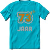 73 Jaar Feest T-Shirt | Goud - Zilver | Grappig Verjaardag Cadeau Shirt | Dames - Heren - Unisex | Tshirt Kleding Kado | - Blauw - XXL