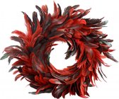 Veren Krans rood - veren krans - Decoratieve krans - Lente krans -  ø40cm