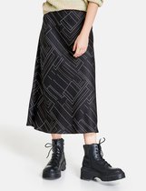 TAIFUN Dames Uitlopende midirok met elastische band EcoVero Schwarz gemustert-34