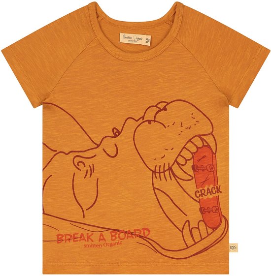 Smitten Organic - 'Hippo cracking Skateboard' T-shirt met korte mouwen