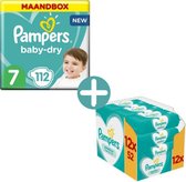 Pampers Baby Dry Maat 7- 112 Luiers Maandbox + Pampers Sensitive Billendoekjes 624