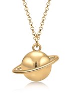 Elli Dames Halsketting Dames Astro Planeet Saturnus Universum in 925 Sterling Zilver Verguld