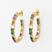 Emilie collection - Oorringen - rainbow - goudkleurig - gekleurde steentjes