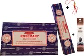 Doos met 12 pakjes à 15 gram - Wierook - Wierookstokjes - Incense sticks - Rosemary - Rozemarijn + 5 Mini Wierookstokjes + Gelukspoppetje