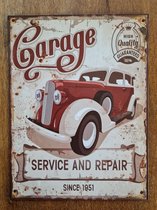 "Garage Service and Repair" metalen wandbord - 33x25cm