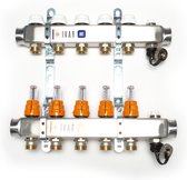 RVS verdeler met flowmeters - 10 Groeps