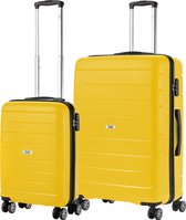 Ensemble de valises TravelZ Big Bars | Ensemble de chariot 2 pièces | Bagage à main + Grande | Jaune
