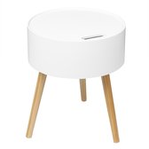 Kamyra® Houten Nachtkastje Rond - Kastje, Opbergkast - Badkamer, Slaapkamer, Woonkamer - Stevig - Hout - 38x38x45 - Wit