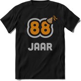 88 Jaar Feest T-Shirt | Goud - Zilver | Grappig Verjaardag Cadeau Shirt | Dames - Heren - Unisex | Tshirt Kleding Kado | - Zwart - XL