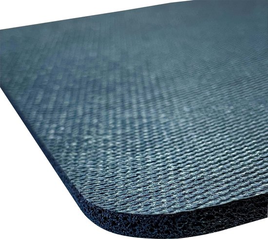 Tapis de souris noir antidérapant, texture nervurée, coins arrondis.