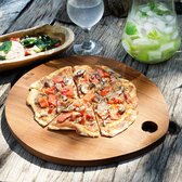 Rico & Plato houten Pizza snijplank, tapas plank, borrelplank "Betsy" 30cm, vervaardigd uit gecertificeerd teakhout.