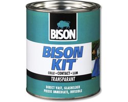 Bison Kit® transparant blik 750 ml, glashelder, sterke, universele contactlijm, vochtbestendig, vorstbestendig, -40°C tot +70°C, eenvoudig in gebruik
