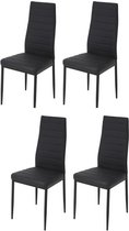 Set van 4 stoelen - Zwarte imitatie - L 42 x D 49 x H 97 cm - JIM