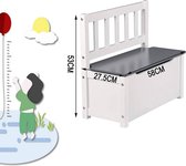 furnibella Kinderbank met opbergruimte, speelgoedkist grijs-wit model