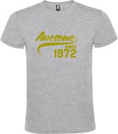 Grijs T shirt met "Awesome sinds 1972" print Goud size M