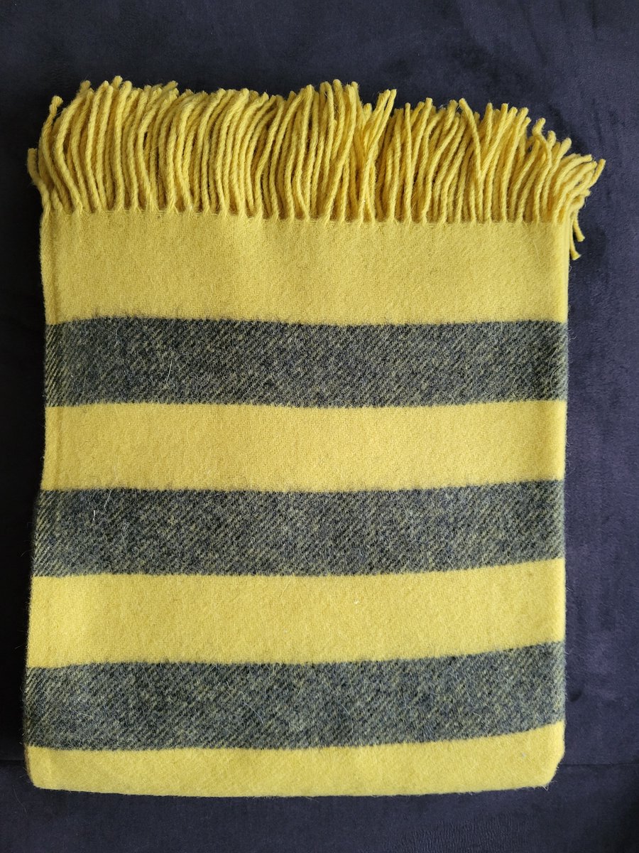 LVL Style Deken - Plaid -Merino wol - 100% Nieuw - 140x200cm - GRIJS/GEEL