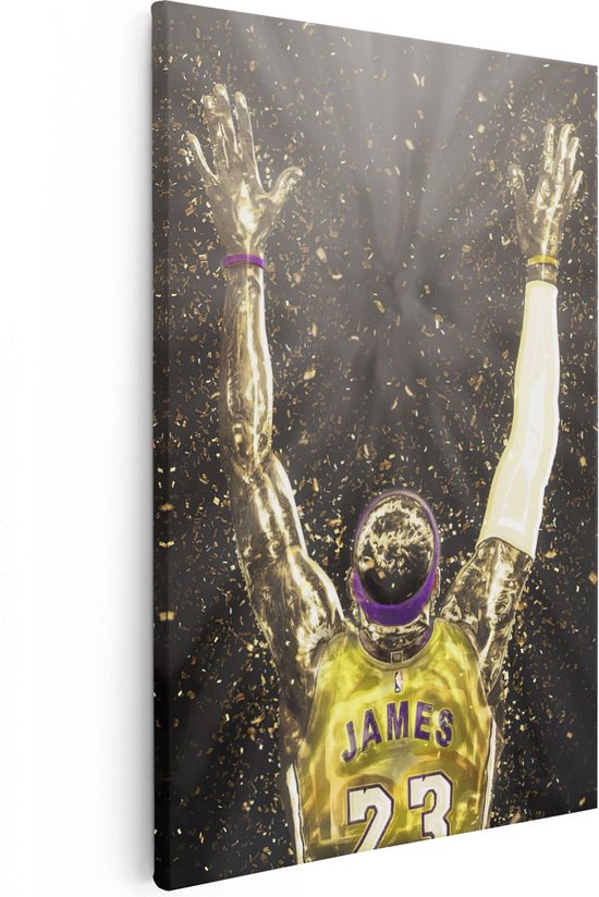 Artaza Canvas Schilderij Basketballer LeBron James Nummer 23 - 40x60 - Poster Foto op Canvas - Canvas Print