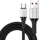 Joyroom - USBC3 - Nylon USB-C oplaadkabel - 1 Meter - 5A - Zwart