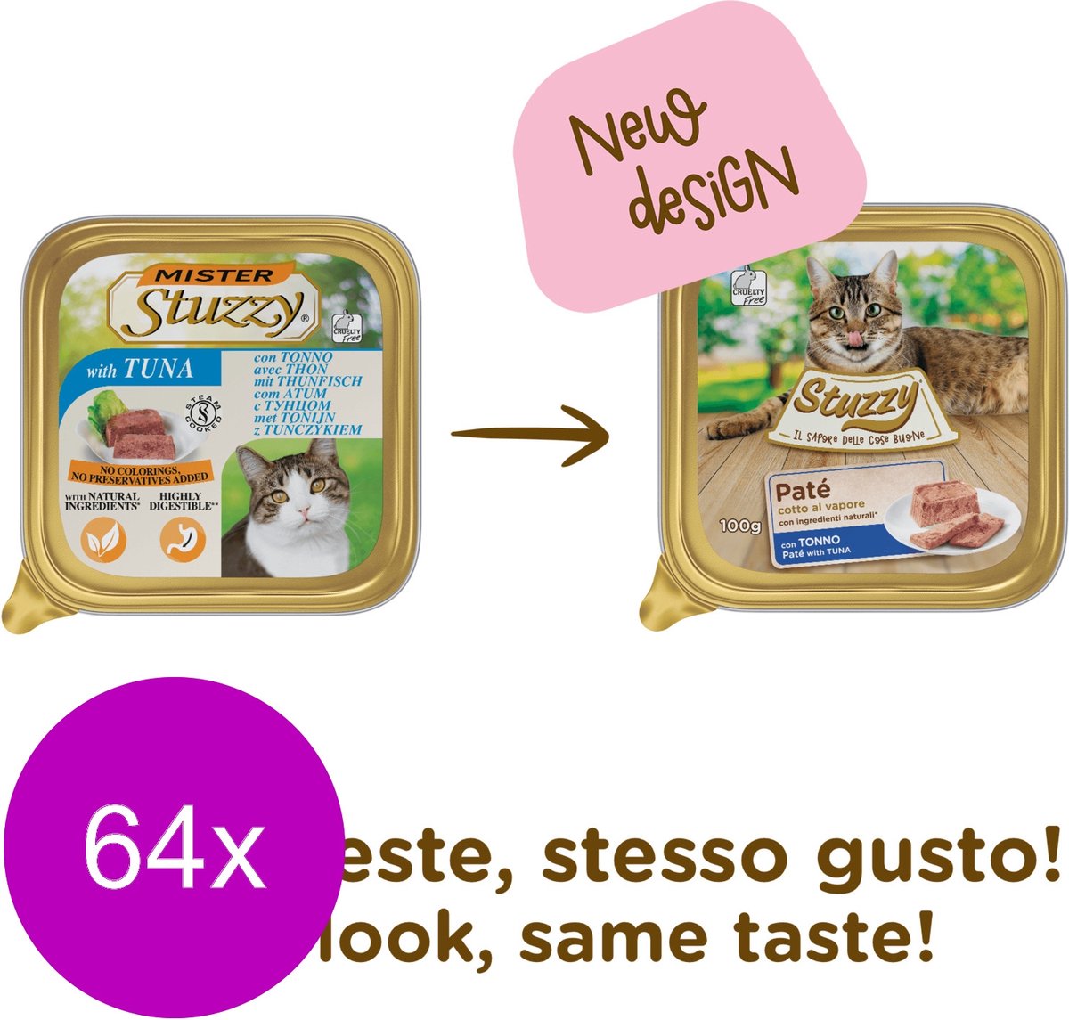 Mister Stuzzy Cat Paté 100 g - Kattenvoer - 64 x Tonijn