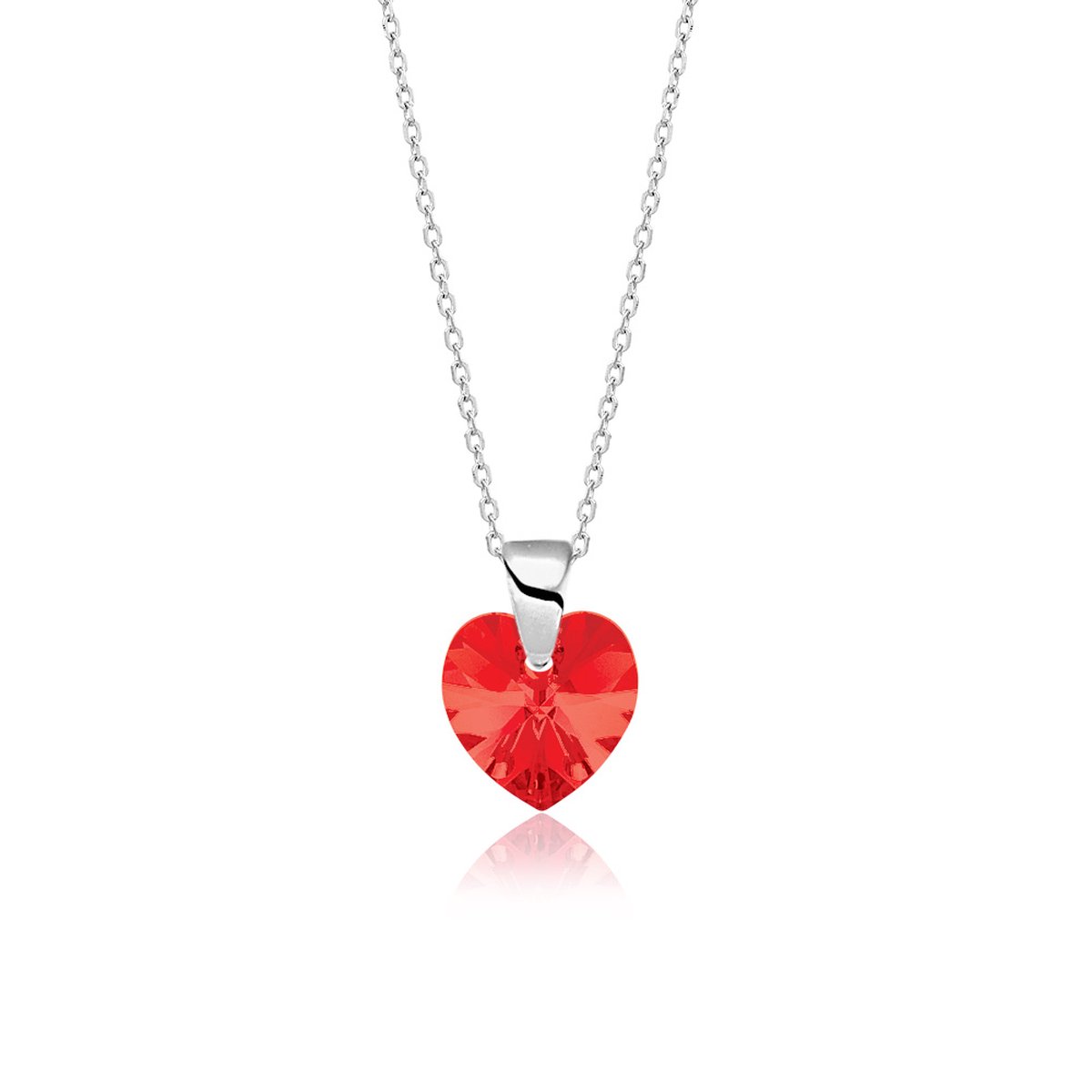 Montebello Ketting Amy KHZ434 - Swarovski Hart - 925 Zilver Gerhod, - Ø10mm - 45cm