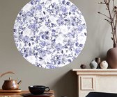 Behangcirkel 100cm Studio Wallz - Bloemen patroon Delfts blauw