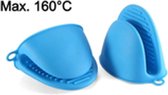 2x Ovenwant - Siliconen - Klein - Set van 2 stuks - Blauw - Koken & Bakken - Warmtebestendig - Hittebestendig - Ovenwanten - Ovenhandschoenen - Kleine - Keuken - BBQ - Pannenlappen