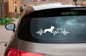 Teckelruwhaar 3x - teckel – autostickers - sticker voor raam auto deur muur laptop - heartbeat –- ras - hondensticker - hondenlijn - Doglove - Abany quality design