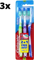 Colgate Tandenborstel Extra Clean - 3 x 3 stuks - Voordeelverpakking