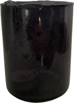 Sfeerlicht - windlicht bubble glass Black - bubbel glas zwart - 8x11cm - Vintage&More