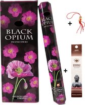 Doos met 120 stokjes - Wierook - Wierookstokjes - Incense sticks - Black Opium - Zwarte Opium + 5 mini wierookstokjes + Gelukspoppetje