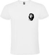 Wit t-shirt met Che Guevara klein in zwart size L