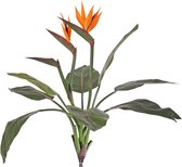 Strelitzia - paradijsvogel - kunstplant - 2 bloemen - 1 knop & 8 blad - Ø 80 cm, h. 70 cm - Bladsteker - Zonder pot